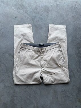 Men’s Express Beige Slim Straight Chino Pants 34x32